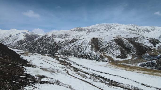 4K 原素材 高原 公路 雪山 山谷