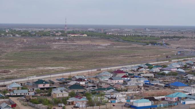 哈萨克斯坦村庄航拍