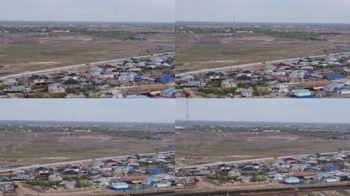 哈萨克斯坦村庄航拍