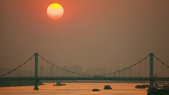 安徽蚌埠淮河上的日落延时摄影4k