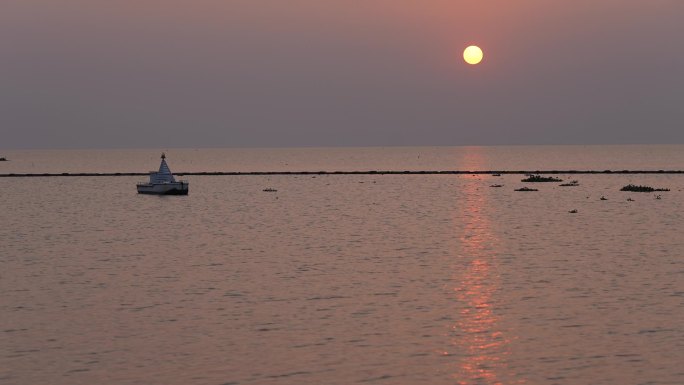 航海洪湖 洪湖游船 洪湖水  落日航拍