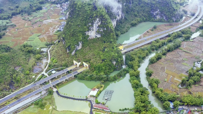 崇靖高速 明仕田园  明仕河 穿云航拍