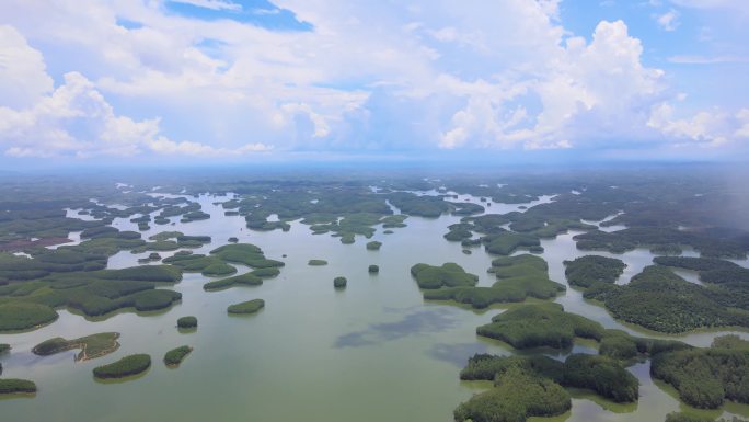 北海合浦星岛湖度假村景区航拍素材