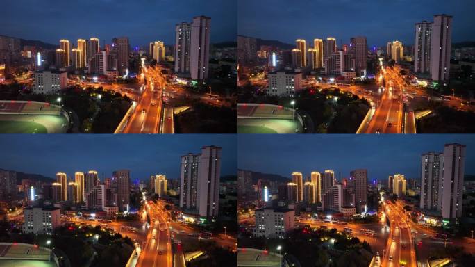 西宁城市夜景航拍