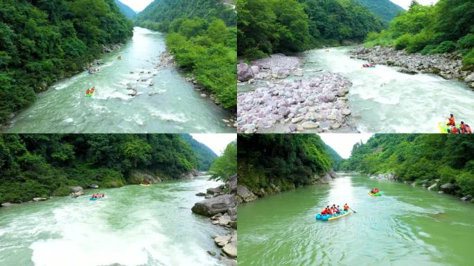 4K航拍山区乡村小溪峡谷漂流5