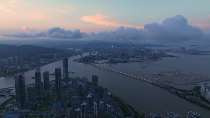 大湾区珠海澳门横琴合作区航拍