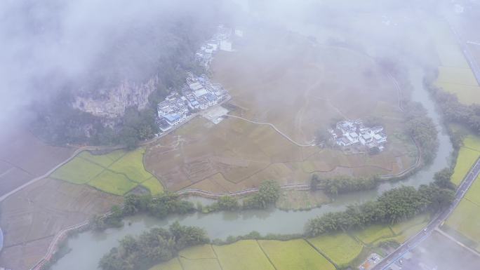 明仕田园 丰收节 水墨山水风光 明仕河