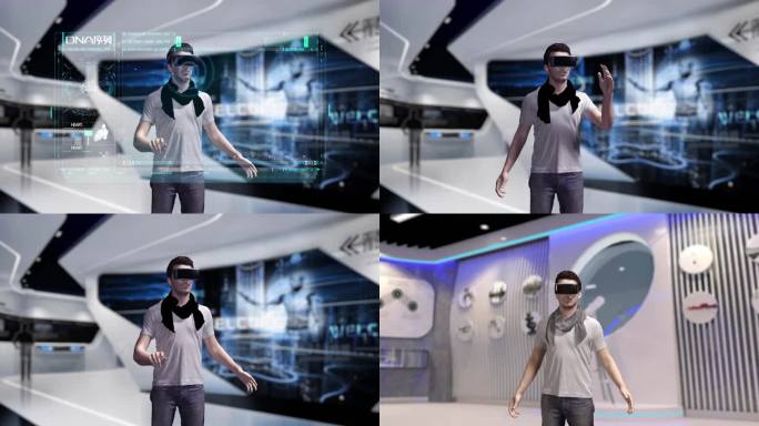 戴着VR眼镜 HUD虚拟现实