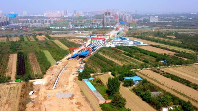 陕西省西安城市路桥施工建设航拍