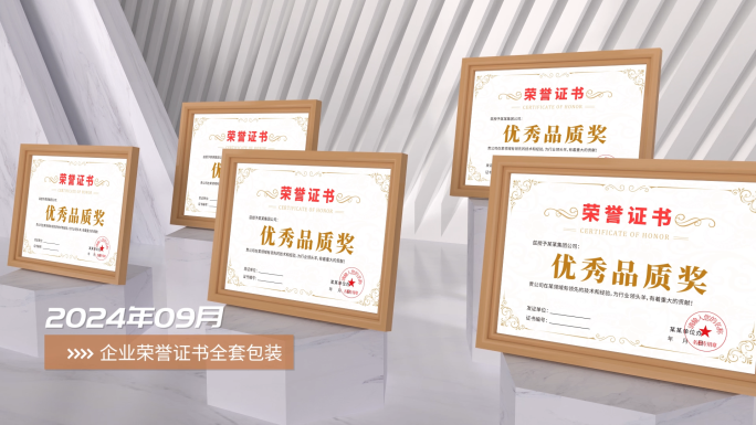 高端荣誉专利资质证书包装展示AE模板