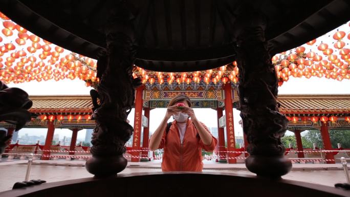 在天后庙祈祷天后庙祈祷妈祖秒祭拜起伏