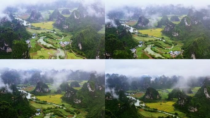 明仕田园秋色 丰收节 明仕河水墨山水风光