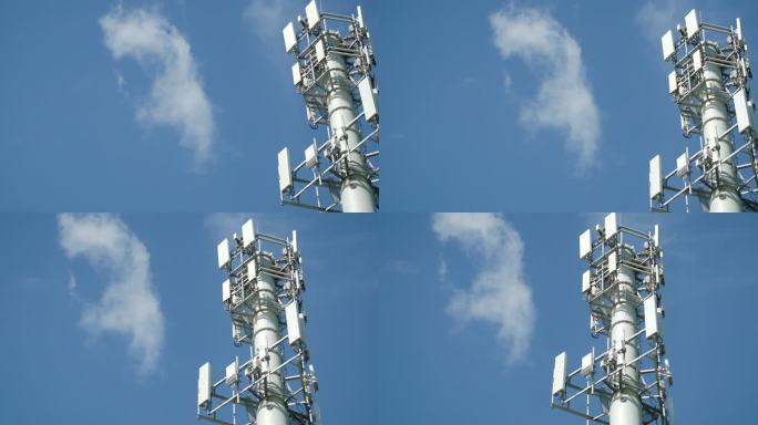 蜂窝电信塔5g信号塔基站蓝天白云科技发展
