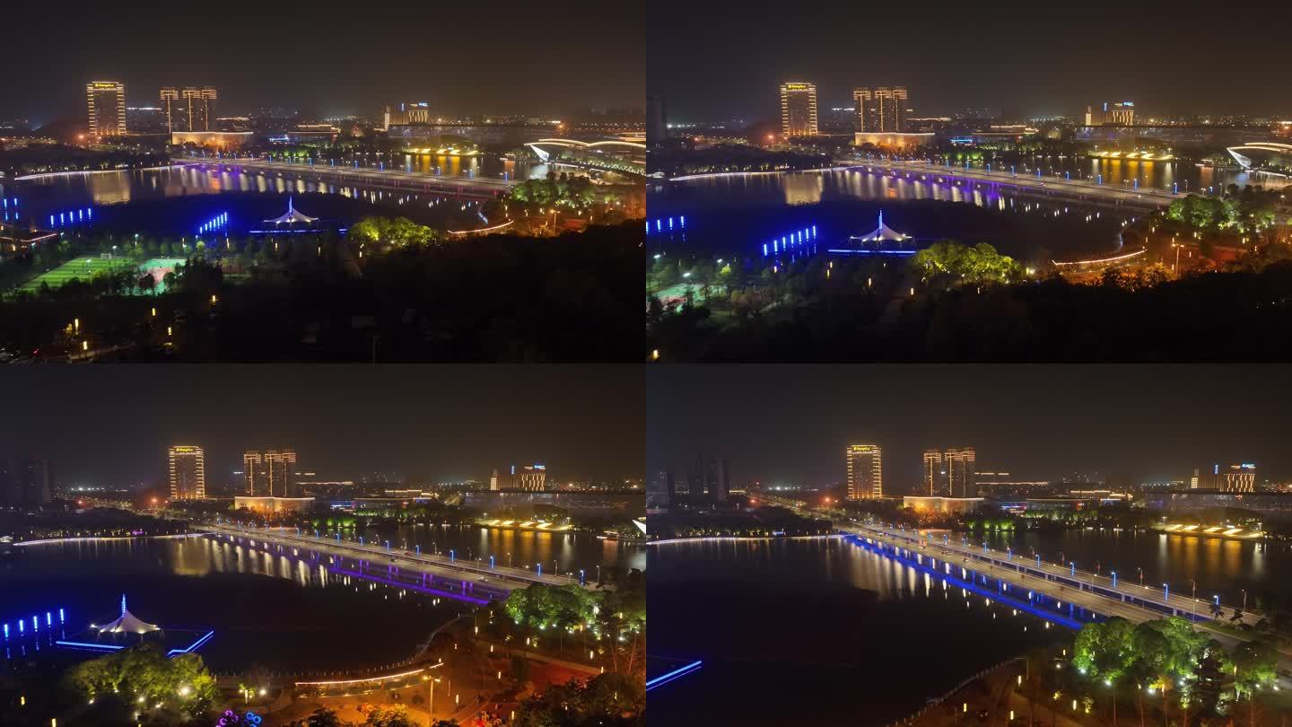 航拍扬州明月湖夜景（御3哈苏色彩）