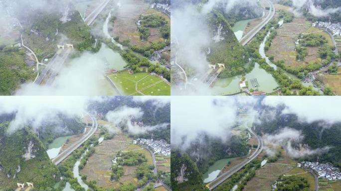 崇靖高速 明仕田园  明仕河 穿云航拍