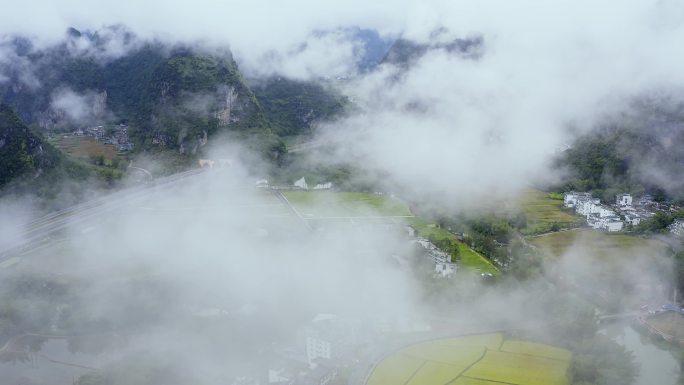 明仕田园 丰收节 水墨山水风光 明仕河