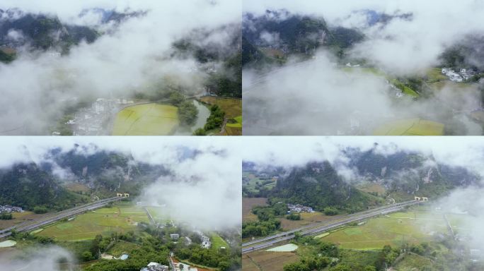 明仕田园 丰收节 水墨山水风光 明仕河