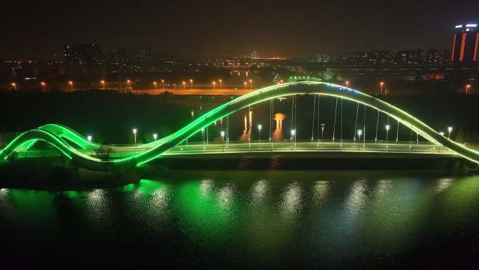 航拍扬州凌波桥夜景（御3哈苏色彩）