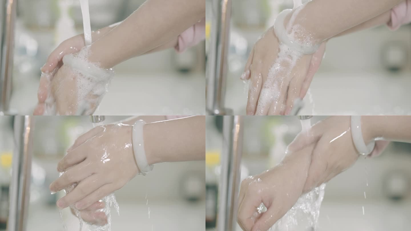 妇女洗手冲洗搓洗良好习惯