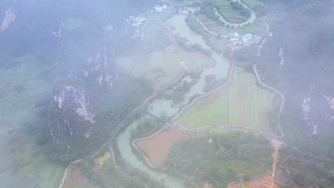 明仕田园 丰收节 水墨山水风光 明仕河