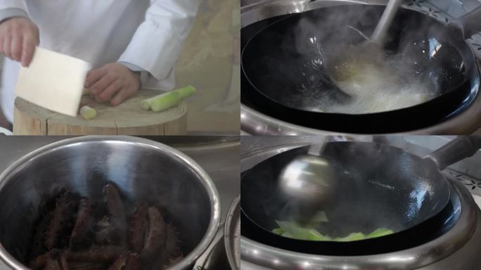 切葱段炒葱段切菜炒菜烹饪后厨炝锅烧油热油
