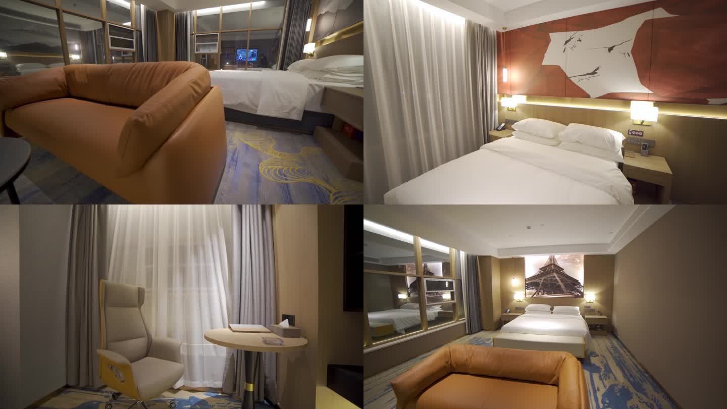 4K 酒店 大床 双人床 标间 宾馆素材