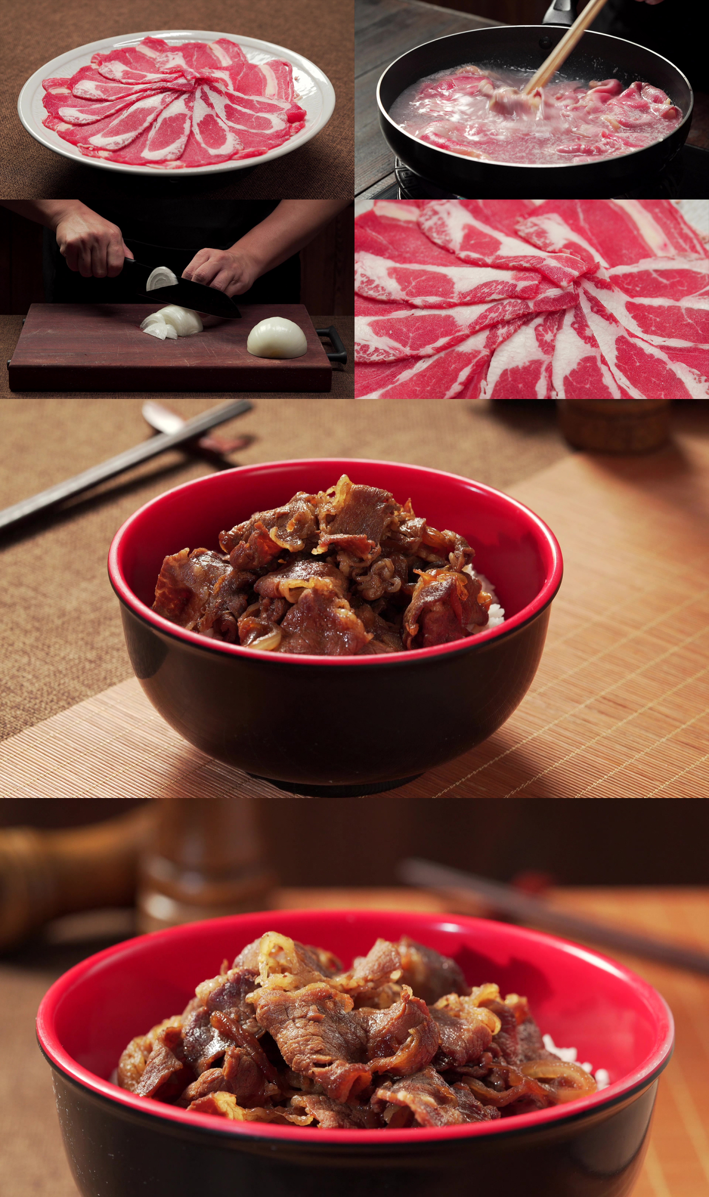 经典日本快餐料理肥牛饭制作过程