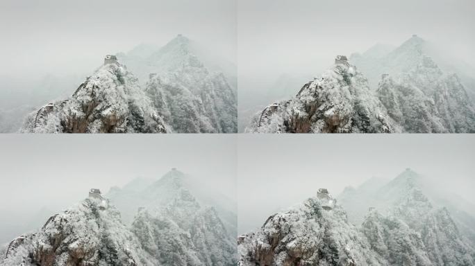 长城雪景航拍4k素材