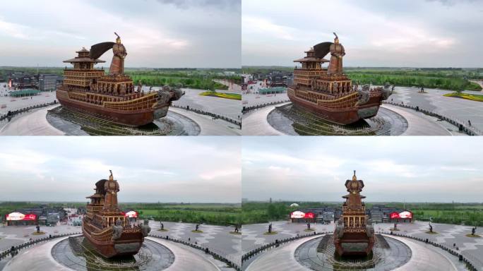 西咸新区昆明池汉武帝雕像航拍