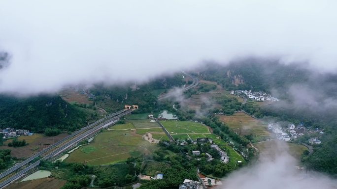 崇靖高速 明仕田园  穿云航拍大范围延时