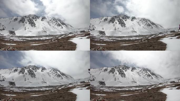 河西走廊祁连山雪山延时