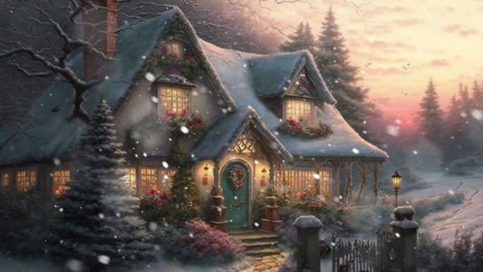 童话世界 平安夜下雪背景