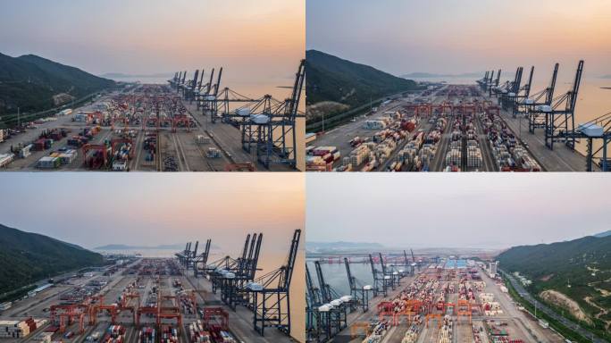 珠海高栏港码头航拍延时摄影