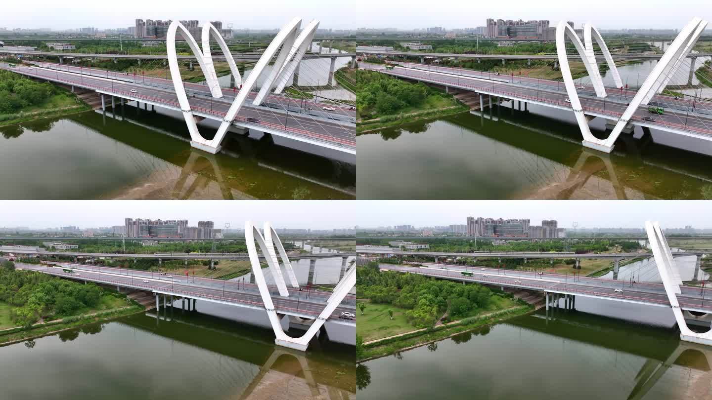 西安西咸新区镐京桥欢乐谷航拍