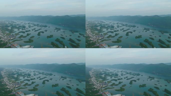 航拍 千岛湖 山水风光 小岛 天空之镜