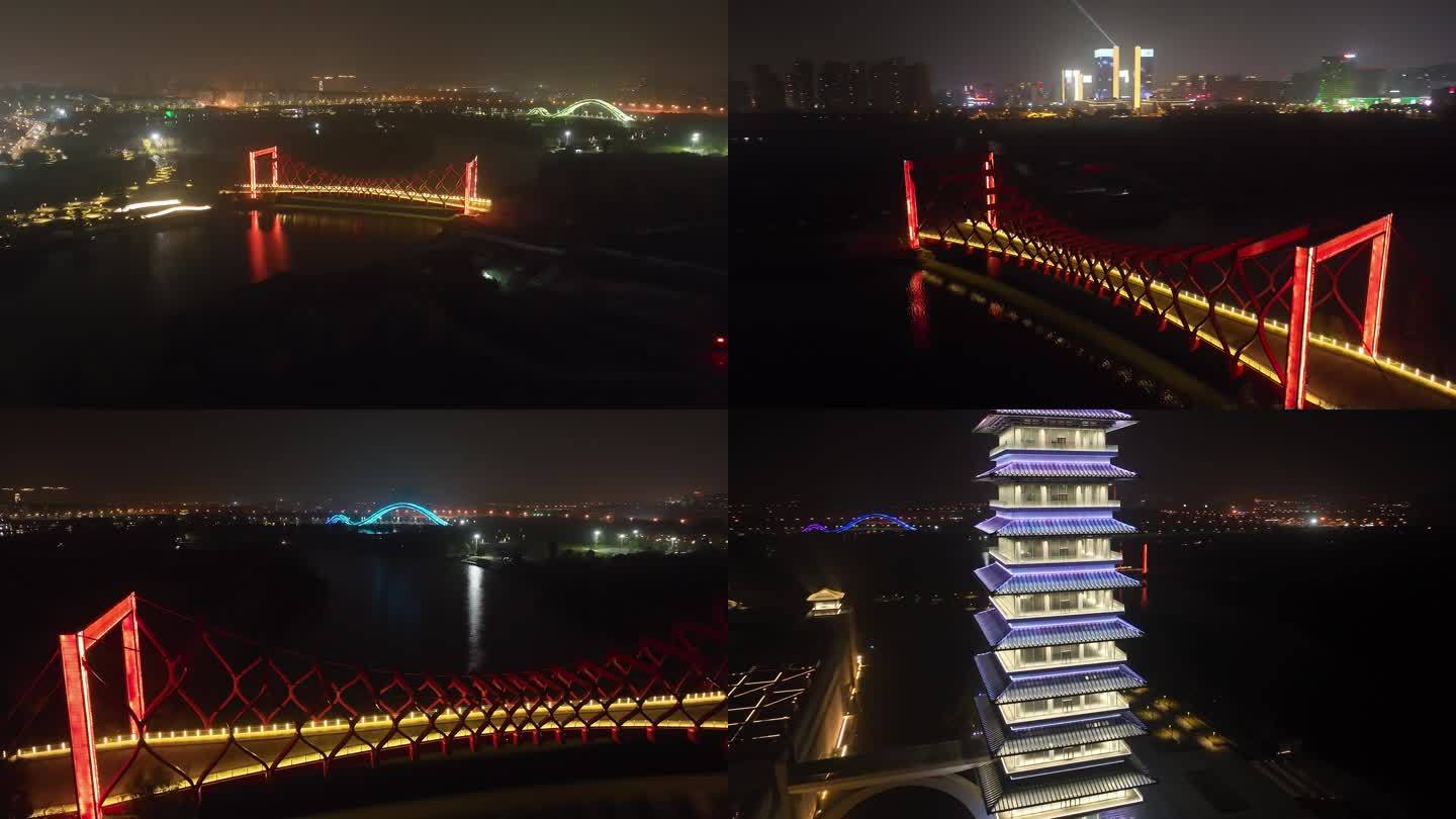航拍扬州运河三湾景区夜景（御3哈苏色彩）