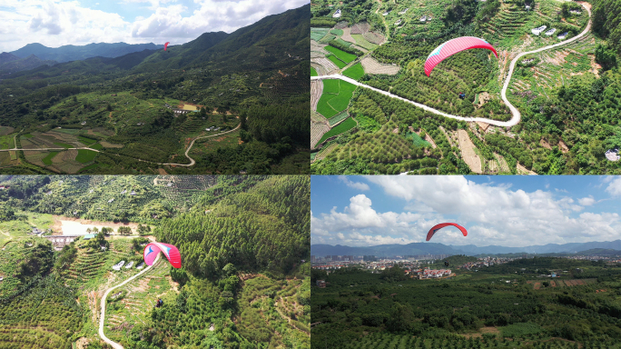 4K航拍滑翔伞飞行极限运动高山之巅冒险