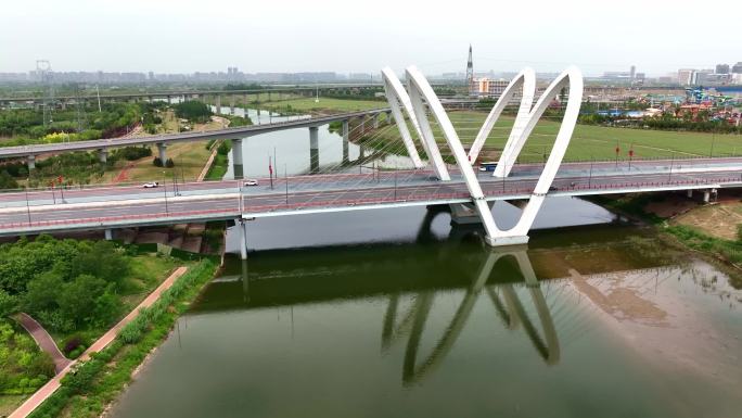 西安西咸新区沣东新城镐京桥航拍