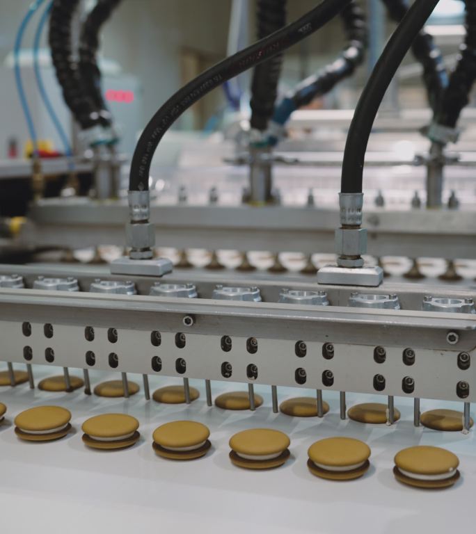 甜味食品工厂生产手机竖屏奥利奥夹心饼干工