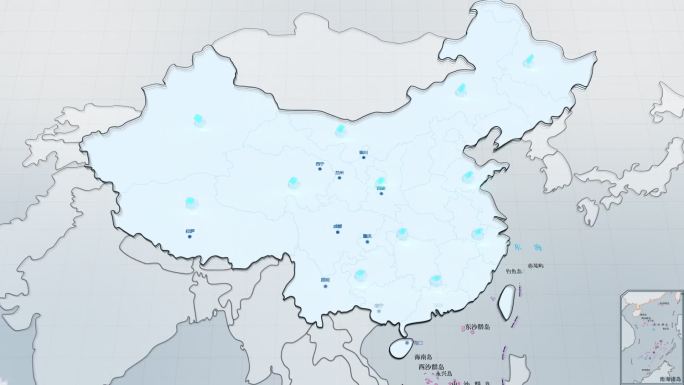 中国地图-蓝白