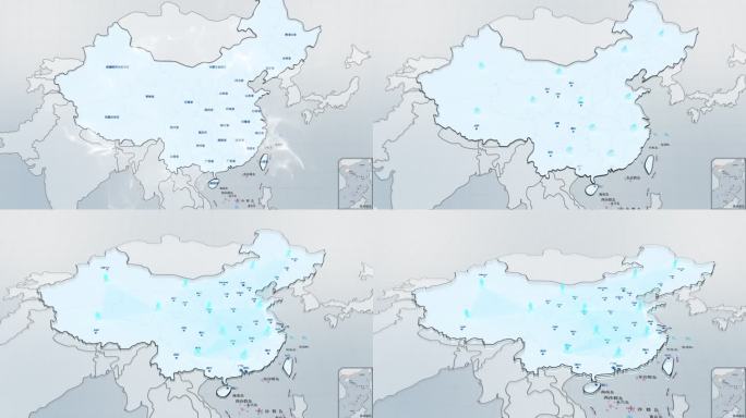 中国地图-蓝白