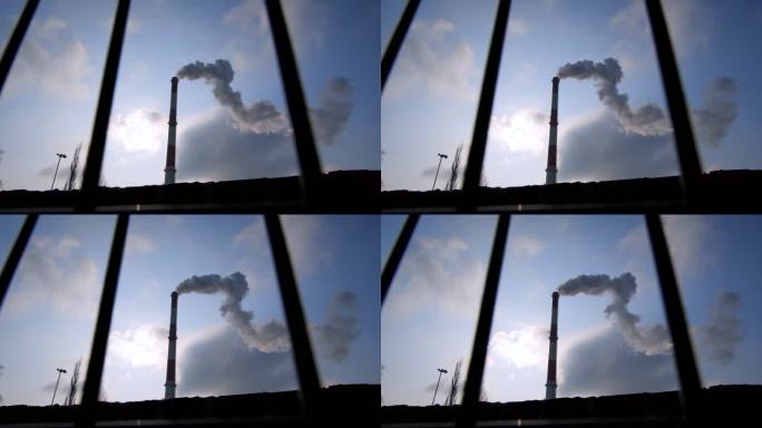 热电厂、锅炉房热电厂烟囱塔浓烟空气污染