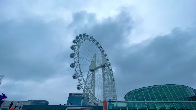 4k60帧实拍摩天轮大景城市日景风景乐园