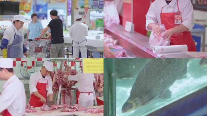 【高清】市场超市买肉切肉百姓生活