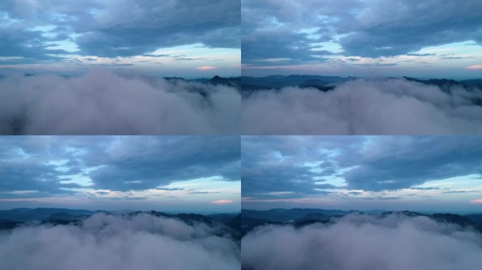 4K航拍清晨云雾缭绕大山风景3