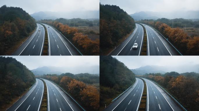 【4K】烟雨中的高速公路