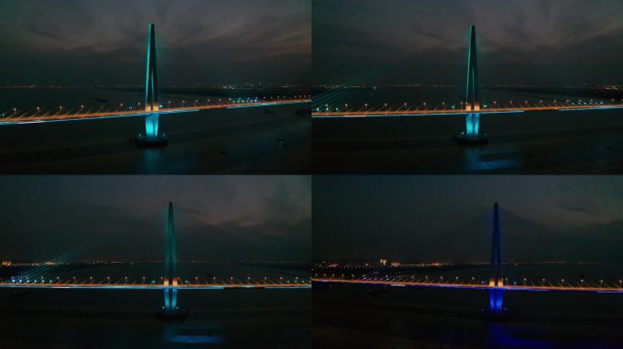 南京长江五桥夜景航拍