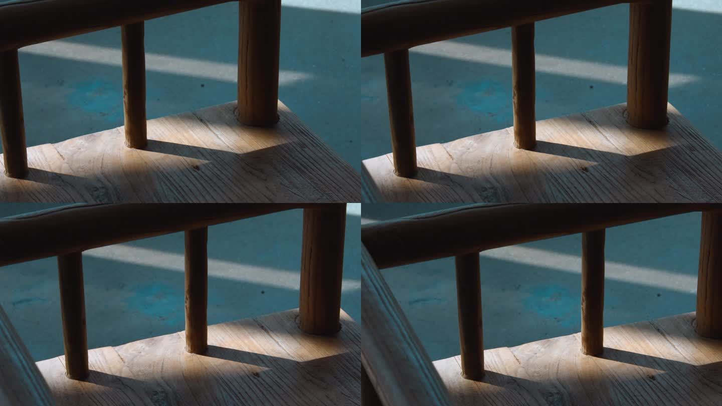 木椅特写光影