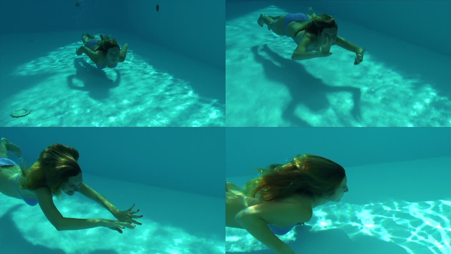 在水下游泳潜水水滴摄影换气