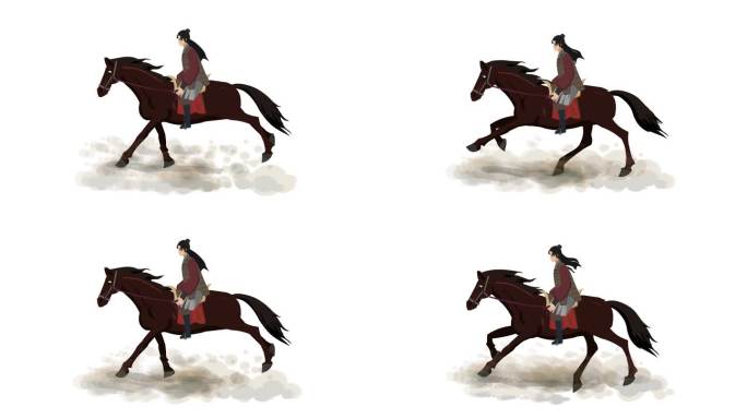 flash动画 古代士兵骑马奔跑 骑马